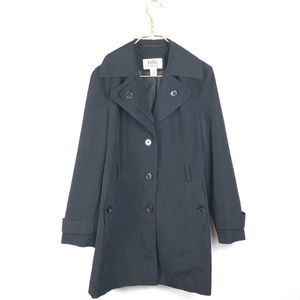 London Fog • Black Button-Up Raincoat.